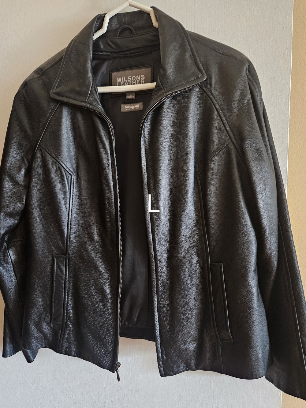 0Wilsons Leather Black Zip-Front Leather Bomber Jacket